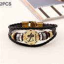 2 PCS Couple Lovers Jewelry Leather Braided Constellation Detail Hand Chain Bracelet, Size: 21*1.2cm