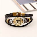 2 PCS Couple Lovers Jewelry Leather Braided Constellation Detail Hand Chain Bracelet, Size: 21*1.2cm