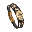 2 PCS Couple Lovers Jewelry Leather Braided Constellation Detail Hand Chain Bracelet, Size: 21*1.2cm