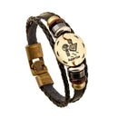2 PCS Couple Lovers Jewelry Leather Braided Constellation Detail Hand Chain Bracelet, Size: 21*1.2cm