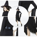 Black Irregular Long Skirt Exit Halloween Costume Cosplay Show Witchcraft Dress, XL, Chest: 98cm, Waistline: 80cm, Skirt Length: 110cm