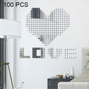 100 PCS Square Crystal Mosaic Mirror Acrylic Stereo Wall Stickers Creative Background Home Living Room Wall Sticker,Size:2*2cm(Silver)