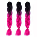 Fashion Color Gradient Individual Braid Wigs Chemical Fiber Big Braids, Length: 60cm(01Black+Rose Red)