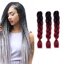 Fashion Color Gradient Individual Braid Wigs Chemical Fiber Big Braids, Length: 60cm(08Black+Wine Red)