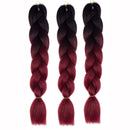 Fashion Color Gradient Individual Braid Wigs Chemical Fiber Big Braids, Length: 60cm(08Black+Wine Red)
