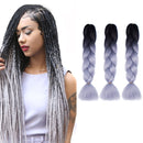Fashion Color Gradient Individual Braid Wigs Chemical Fiber Big Braids, Length: 60cm(15Black+Silver Grey)