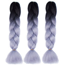 Fashion Color Gradient Individual Braid Wigs Chemical Fiber Big Braids, Length: 60cm(15Black+Silver Grey)