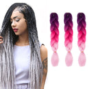 Fashion Color Gradient Individual Braid Wigs Chemical Fiber Big Braids, Length: 60cm(27Purple+Peach Red+Pink)