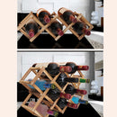 6 Bottles Racks Foldable Wine Stand Wooden Wine Holder Kitchen Bar Display Shelf(Carbon Baking)