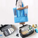 Portable Double Layer Mesh Sport Duffel Beach Picnic Shoulder Storage Bag Handbag(Blue)