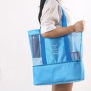 Portable Double Layer Mesh Sport Duffel Beach Picnic Shoulder Storage Bag Handbag(Blue)
