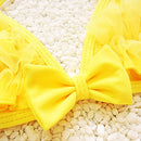 Baby Girl Bikini Lace 3 Pieces Bikini Set Cute Swimsuit with Hat, Size: S(Yellow)