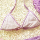 Baby Girl Bikini Lace 3 Pieces Bikini Set Cute Swimsuit with Hat, Size: M(Purple)