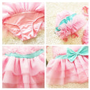 Baby Girl Princess Lace Bowknot Bikini Set Siamese Dress Cute Swimsuit with Hat, Size: L(Pink)