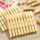 100 PCS Multi-function Mini Bamboo Clothes Photo Paper Peg Clothespin Laundry Hanger Clip