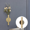 Home Wall Art Hanging Decoration Artificial Flower Arrangement Metal Holder Vase Pot (Gold)