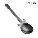 5 PCS Creative Stainless Steel Guitar Shape Coffee Spoon Mixing Spoon(Black)