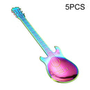 5 PCS Creative Stainless Steel Guitar Shape Coffee Spoon Mixing Spoon(Colour)