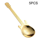 5 PCS Creative Stainless Steel Guitar Shape Coffee Spoon Mixing Spoon(Gold)