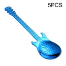 5 PCS Creative Stainless Steel Guitar Shape Coffee Spoon Mixing Spoon(Blue)