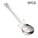 5 PCS Creative Stainless Steel Guitar Shape Coffee Spoon Mixing Spoon(Silver)