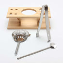 9 in 1 Stainless Steel Cocktail Shaker Tools Set with Wooden Mount, Capacity: 750ml