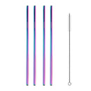 5 PCS Reusable Stainless Steel Straight Drinking Straw + Cleaner Brush Set Kit, 215*6mm(Colour)