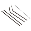 4 PCS Reusable Stainless Steel Drinking Straw + Cleaner Brush Set Kit, 215*6mm(Black)