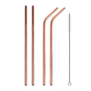 4 PCS Reusable Stainless Steel Drinking Straw + Cleaner Brush Set Kit, 215*6mm(Rose Gold)