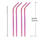 5 PCS Reusable Stainless Steel Bent Drinking Straw + Cleaner Brush Set Kit, 215*8mm(Colour)