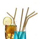 5 PCS Reusable Stainless Steel Bent Drinking Straw + Cleaner Brush Set Kit, 215*8mm(Colour)