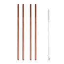5 PCS Reusable Stainless Steel Straight Drinking Straw + Cleaner Brush Set Kit, 215*8mm(Rose Gold)