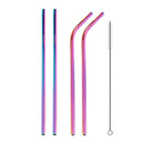 4 PCS Reusable Stainless Steel Drinking Straw + Cleaner Brush Set Kit, 215*8mm(Colour)