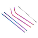 4 PCS Reusable Stainless Steel Drinking Straw + Cleaner Brush Set Kit, 215*8mm(Colour)