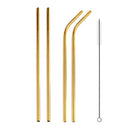 4 PCS Reusable Stainless Steel Drinking Straw + Cleaner Brush Set Kit, 215*8mm(Gold)