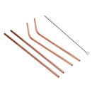 4 PCS Reusable Stainless Steel Drinking Straw + Cleaner Brush Set Kit, 215*8mm(Rose Gold)
