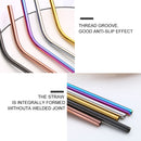 4 PCS Reusable Stainless Steel Drinking Straw + Cleaner Brush Set Kit, 215*8mm(Silver)