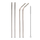 4 PCS Reusable Stainless Steel Drinking Straw + Cleaner Brush Set Kit, 215*8mm(Silver)