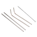 4 PCS Reusable Stainless Steel Drinking Straw + Cleaner Brush Set Kit, 215*8mm(Silver)