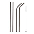 4 PCS Reusable Stainless Steel Drinking Straw + Cleaner Brush Set Kit, 266*6mm(Black)