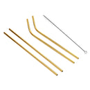 4 PCS Reusable Stainless Steel Drinking Straw + Cleaner Brush Set Kit, 266*6mm(Gold)
