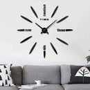 Bedroom Home Decor Large 3D Mirror DIY Wall Sticker Clock, Size: 100*100cm(Black)