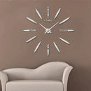 Bedroom Home Decor Large 3D Mirror DIY Wall Sticker Clock, Size: 100*100cm(Silver)