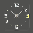 Bedroom Home Decor Frameless Large Number 3D Mirror DIY Wall Sticker Mute Clock, Size: 100*100cm(Silver)