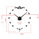 Bedroom Home Battery Operated Frameless Large 3D Mirror DIY Wall Sticker Mute Clock, Size: 100*100cm(Black)