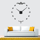 Bedroom Home Battery Operated Frameless Large 3D Mirror DIY Wall Sticker Mute Clock, Size: 100*100cm(Black)