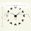 Bedroom Home Decoration Frameless Butterfly Shaped Large DIY Wall Sticker Mute Clock, Size: 100*100cm(Black)