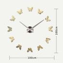 Bedroom Home Decoration Frameless Butterfly Shaped Large DIY Wall Sticker Mute Clock, Size: 100*100cm(Gold)