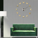 Bedroom Home Decoration Frameless Butterfly Shaped Large DIY Wall Sticker Mute Clock, Size: 100*100cm(Gold)