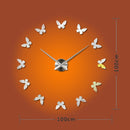 Bedroom Home Decoration Frameless Butterfly Shaped Large DIY Wall Sticker Mute Clock, Size: 100*100cm(Silver)